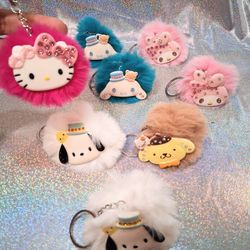 New Hello Kitty & Friends Pom Pom Bling Keychains - $3 Each or 2 For $5