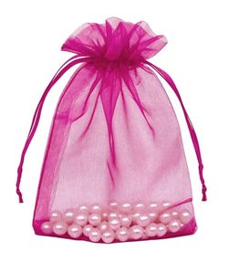 50 Large Hot Pink Organza Drawstring Pouch Bag