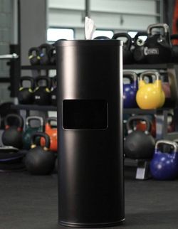 Zogics Gym Wipes Dispenser Stand and Trash Bin – Dual-Purpose Wet Wipes Dispenser for Sanitizing and Cleaning with Built-in 7 Gallon Trash Can, Black 