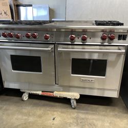 Wolf 60”Wide All Gas Range Stove With 24”griddle In Stainless Steel 