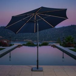 Sunvilla Umbrella 10' Round  LED With Battery & Solar Panel BASE NOT INCLUDED 