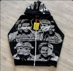 Asaali×awful lot of cough syrup zip up hoodie