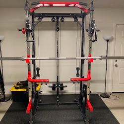 NEW GOLIATH Smith Machine With Pulley System  Add Straight Barbell, Bench  , Attachments For Your Weights 