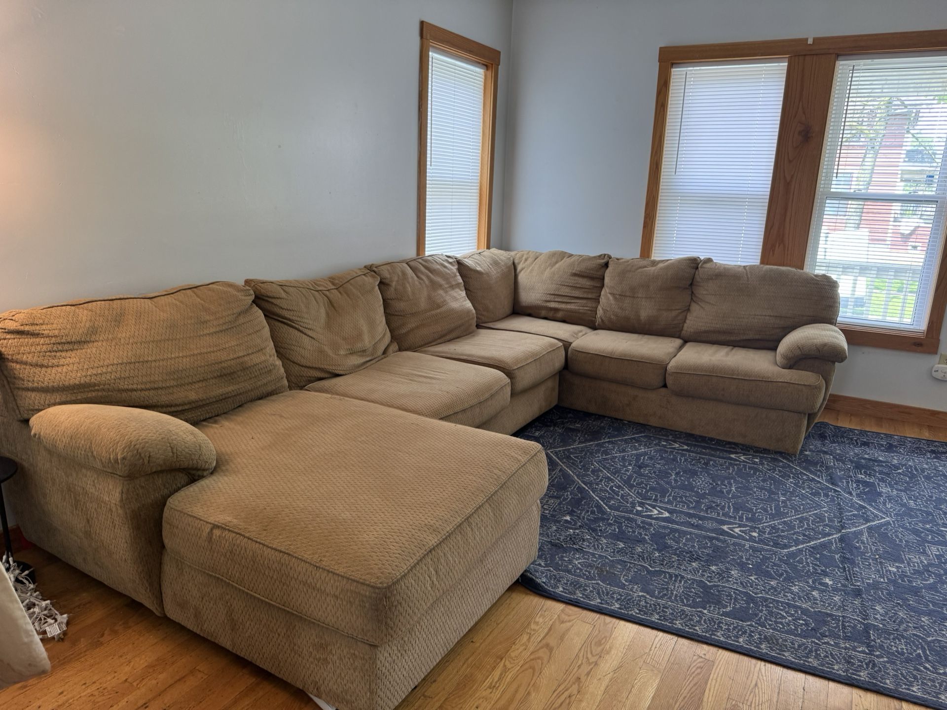 3 Piece  Tan / Beige U Shaped Sectional Couches/ Chaise