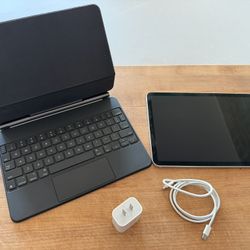 iPad Air 5th Gen (10.9”, M1, 64GB, Wi-Fi + Cellular, Silver) + Magic Keyboard – Great Condition