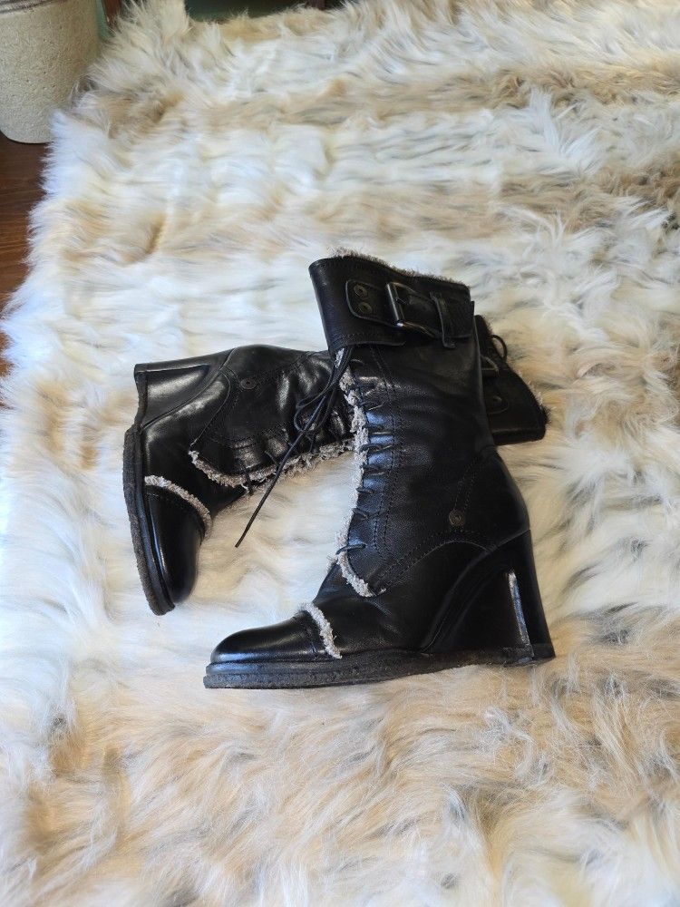 Apepazza Flute 4 Inch Wedge Heel Lace Up Boot