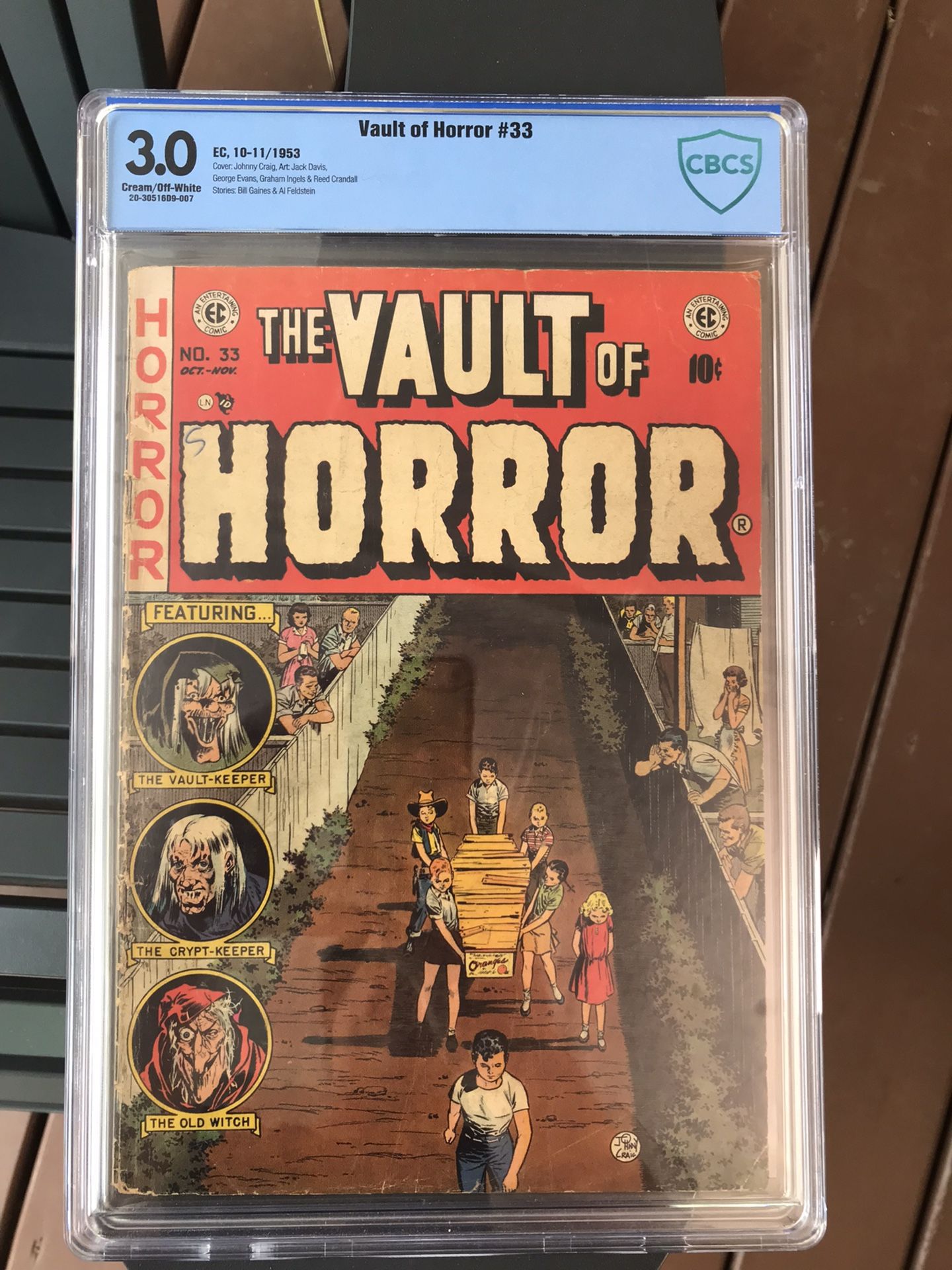 Vault of Horror #33 (1953) CBCS 3.0 ~~Johnny Craig Child Coffin Cover; CGC
