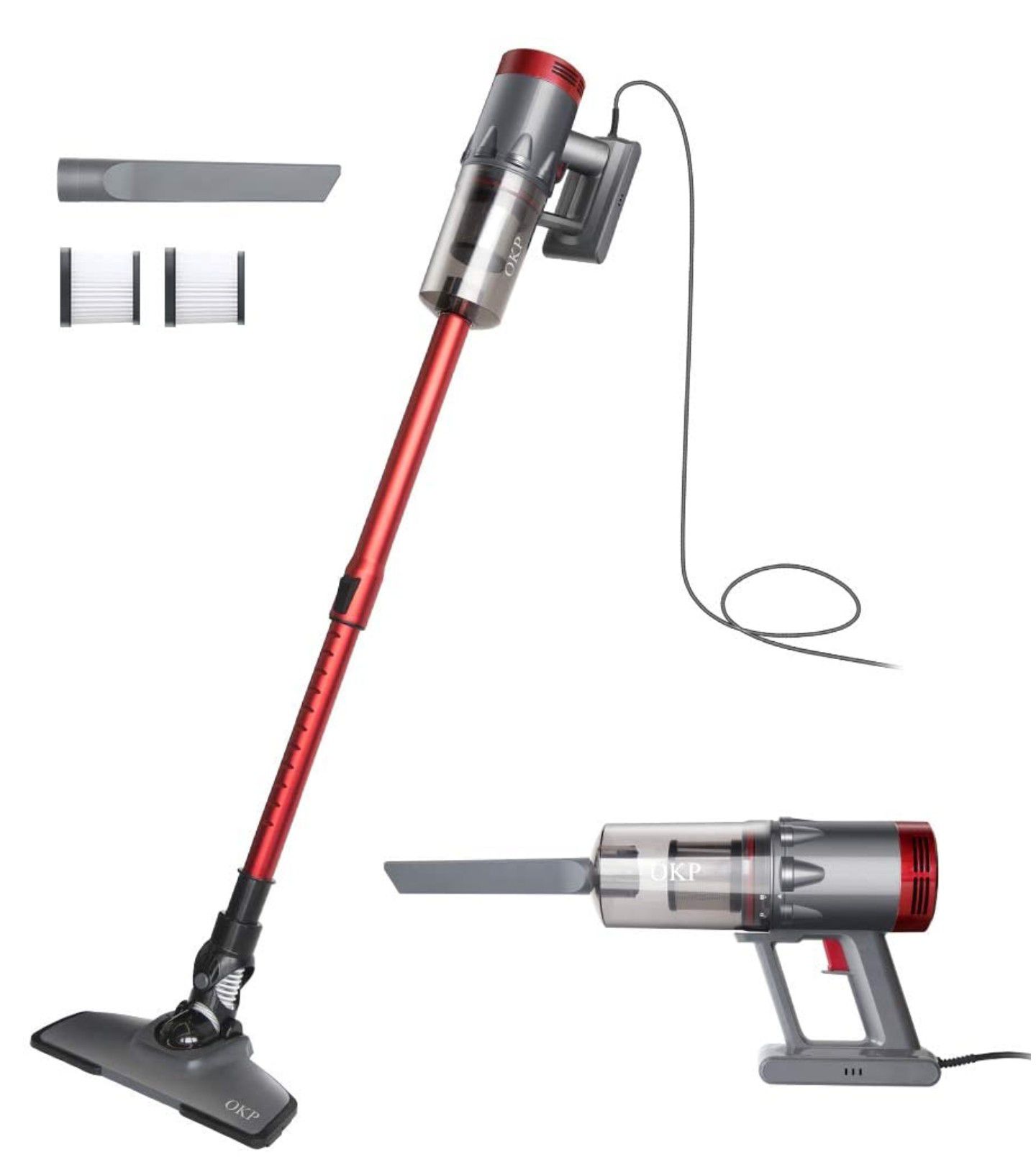 Vacuum Cleaner Corded 17KPa Suction Handheld & Stick Vacuum, Lightweight & Versatile with Metal ﬁlter and HEPA for Hardwood Floor Pet Hair
