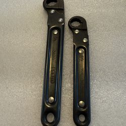 Vintage Proto Black Oxide 12 Pt Ratcheting Flare Nut Wrenches (2) 