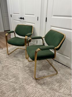 Vintage Chromcraft Brass Cantilever Chairs Set of Two