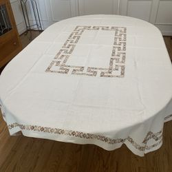 Vintage Cross Stitch cotton tablecloth