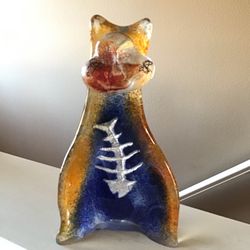Cassandre Glass Studio Sandcast Cat Figurine Art