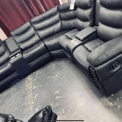 Leather Sectional  Recliner