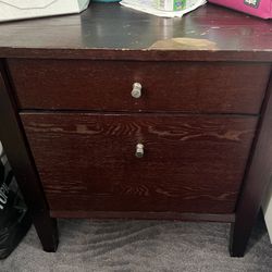 dark wood nightstand w/ 2 shelves