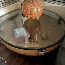 Modern Round Glass & Metal Coffee Table (Heavy Duty, Two-Tier