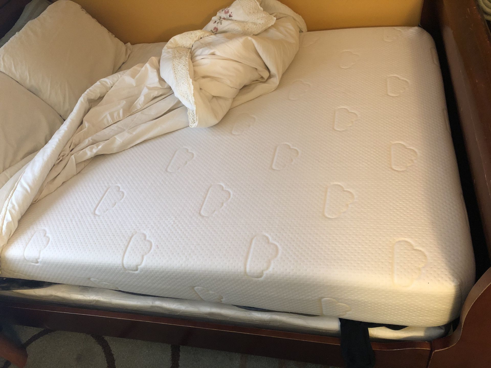 Full size bed frame and mattress