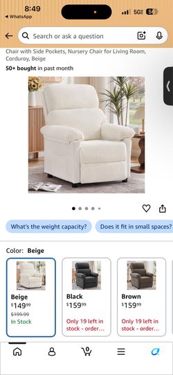 Beige Corduroy Nursery Chair with Side Pockets
