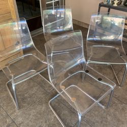Set Of 4 IKEA Tobias Acrylic Chairs 