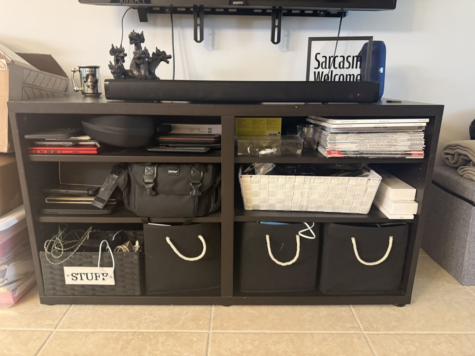 Modern Dark Wood Storage Console / TV Stand