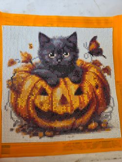 Halloween black cat diamond painting