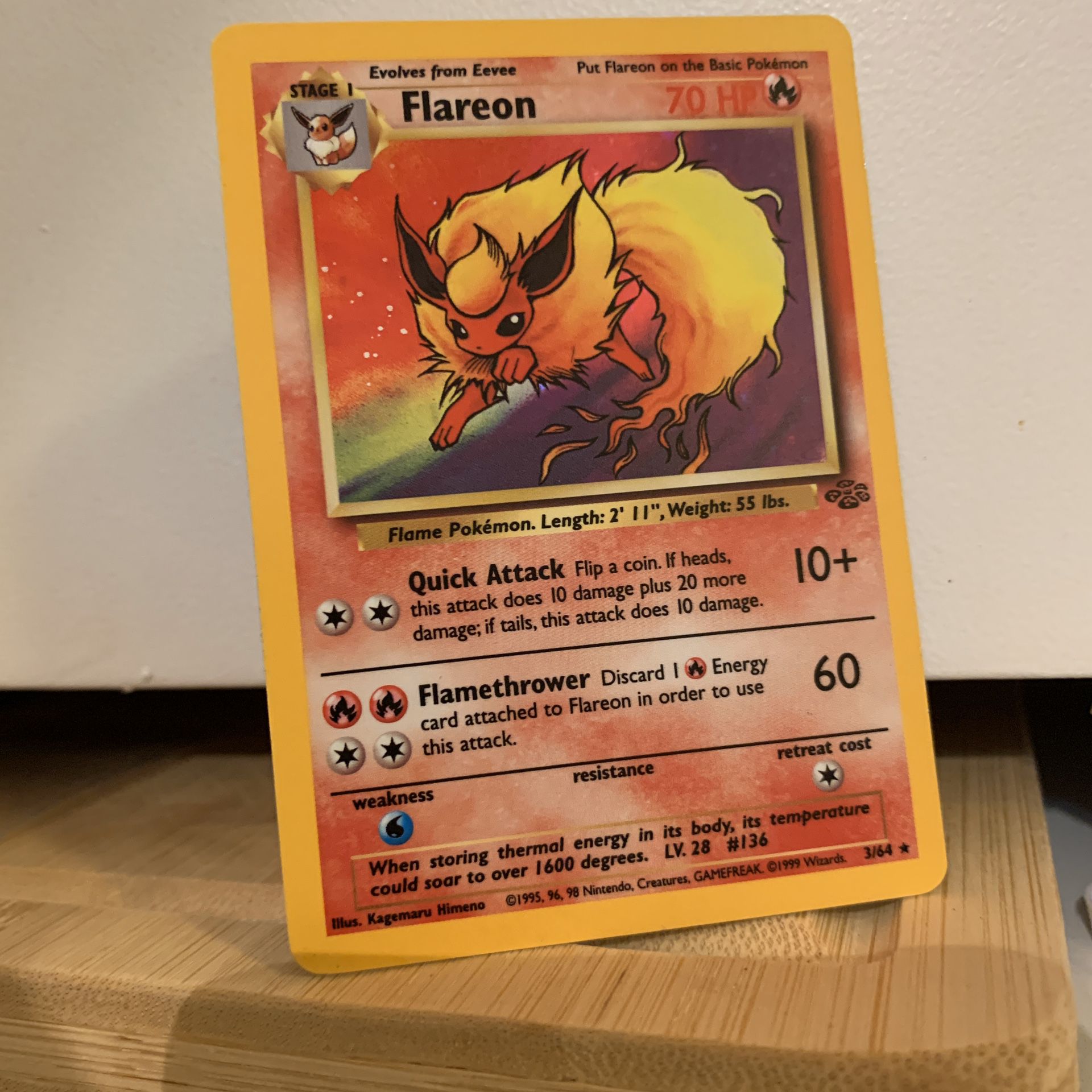 Flareon Holo 3/64 Rare Jungle Pokemon Card