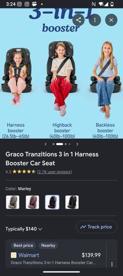 Graco Tranzitions 3 in 1 Harness Booster Car Seat