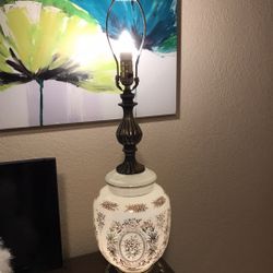 Vintage Hollywood Regency Opalescent Lamp With Lighted Globe-Fully Rewired