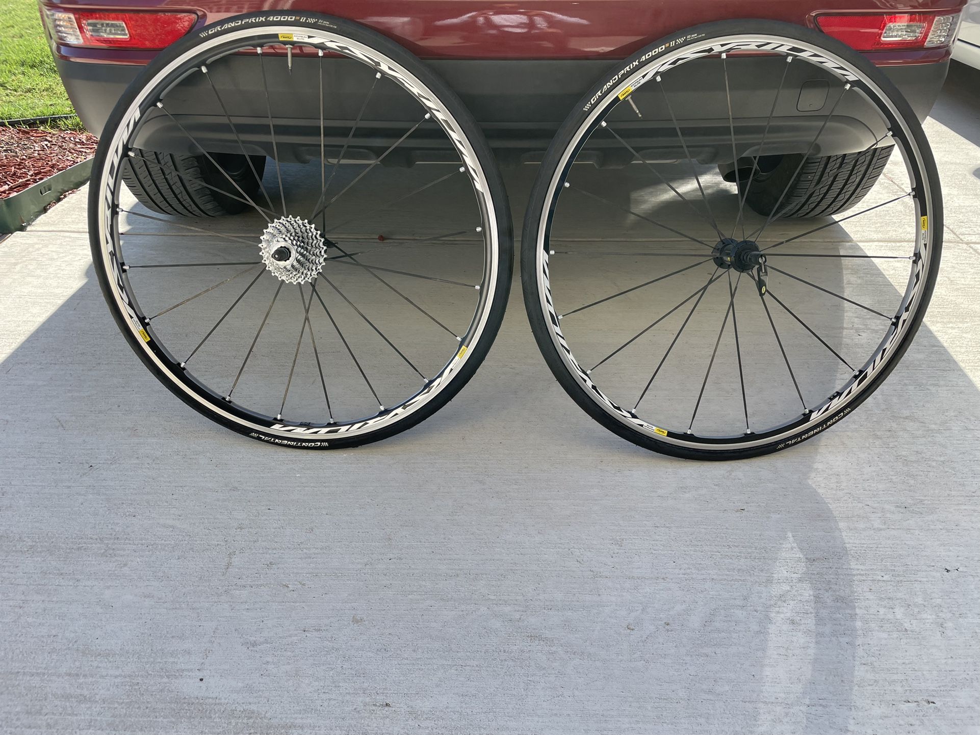 Mavic Ksyrium Elite Road Wheelset Clincher Shimano/SRAM 10 Speed Rim Brake Plus + Continental Tires