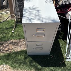 Two Drawer Metal Filing Cabinet 26.5 Inches Long By 15 Inches Wide And 29 Inches