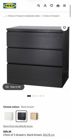 IKEA MALM 3-drawer dresser Brown-black