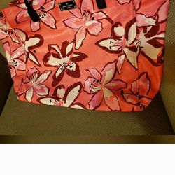🌺 KATE SPADE CLASSIC NYLON HARMONY TOTE. LARGE. PINK TIGER LILY NWOT. (UNUSED)