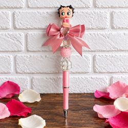 Betty Boop Beaded Pen - pink