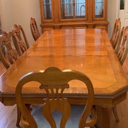 Dining Set, table, 6 chairs, matching cabinet 