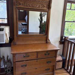 Antique Dresser With Swivel Mirror