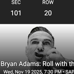 Bryan Adams at SAP. San jose. - $200 (mountain view
