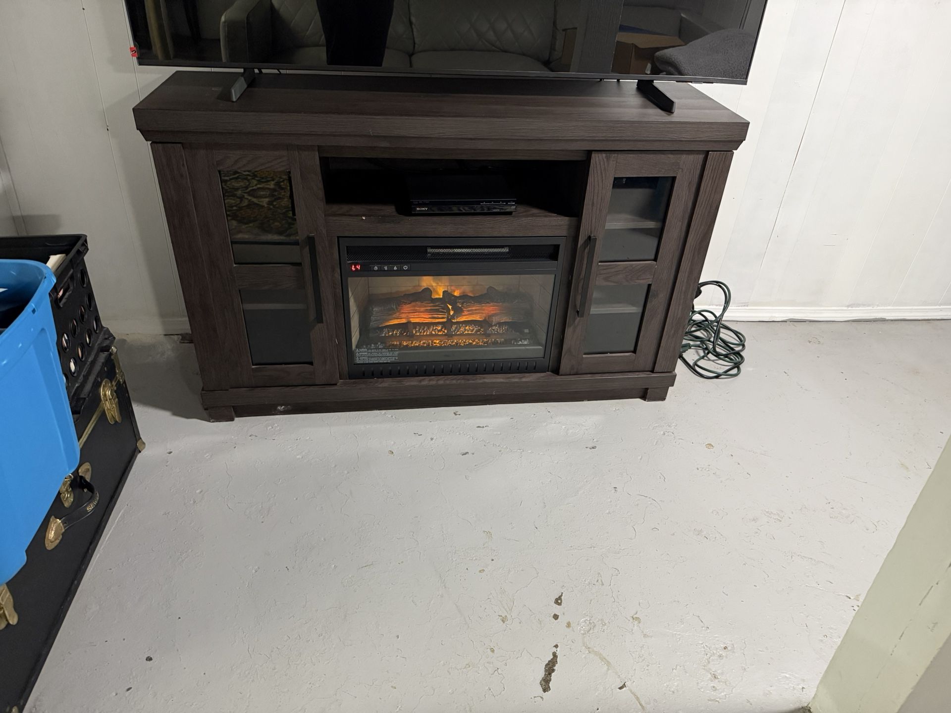 TV Stand Fireplace With Heat,and Remote $125 Buffet Cabinet $75 Console Table $50 Lane Reclining Chair $150