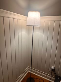 Floor Lamp with Linen Shade-Dimmable LED Standing Lamp with Remote Control