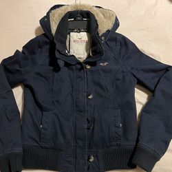 Hollister Coat With Faux Fur Lining & Hood