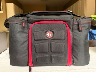 6 Pack Fitness Meal Prep Bag Insulated Cooler Gym Travel Organizer Black Red Bodybuilding Tote