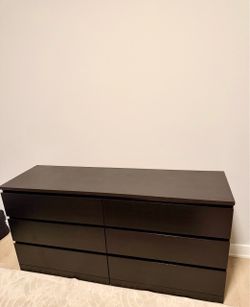 IKEA MALM 6-Drawer Dresser, Black-Brown