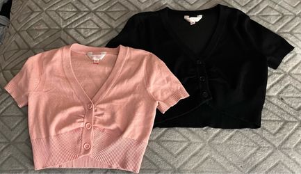 Crop Cardigan Short Sleeve Top Bundle x2