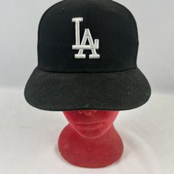 Men’s Black Fitted Cap Size 7 Pink LA Dodger Hat 