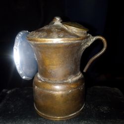 Antique US Auto-Lite John Simmons Co. Coal Miner Brass Carbide Headlamp Light

