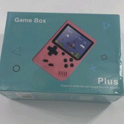 NIB Game Box Plus- Hand Held Game System, Rechargeable Battery, Blue
