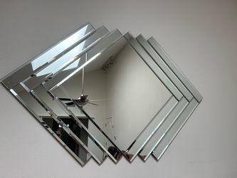 Vintage Geometric Layered Wall Mirror - Beveled Glass (59"W x 38"H)