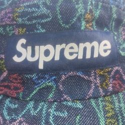 Supreme Handwriting Denim Camp Cap 'Indigo 2025 Spring/Summer line.