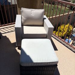 Wicker Chair & Ottoman 