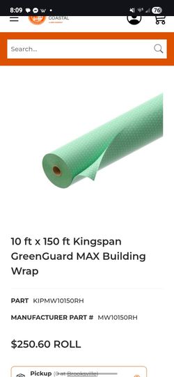 10 ft x 150 ft Kingspan GreenGuard MAX Building Wrap