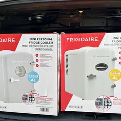 Retro Frigidaire portable mini personal refrigerators of 6 cans/4 liters.