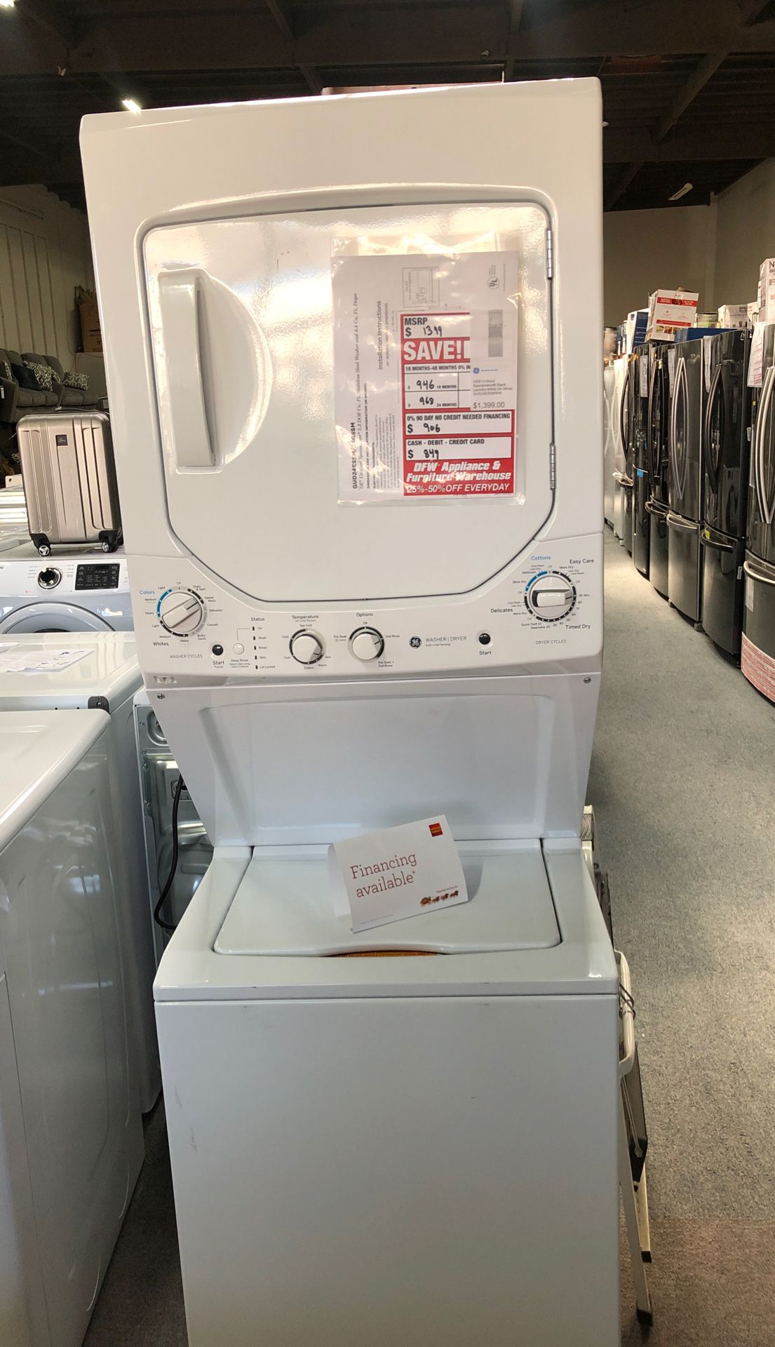 GE washer dryer stacked 24 original price $1399 our price $795 only